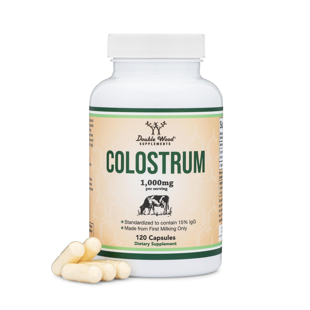 Double Wood Supplements envase frontal con etiqueta clara y ventajas