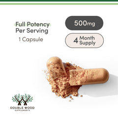 Cápsulas de Double Wood Rhodiola en mano para visualizar la dosis y facilidad de uso