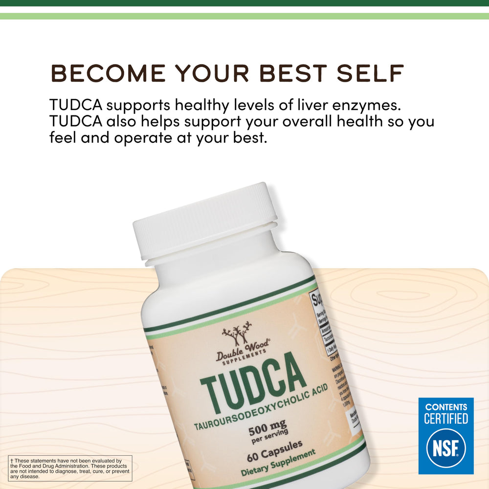 Double Wood TUDCA single capsule close-up highlighting capsule quality