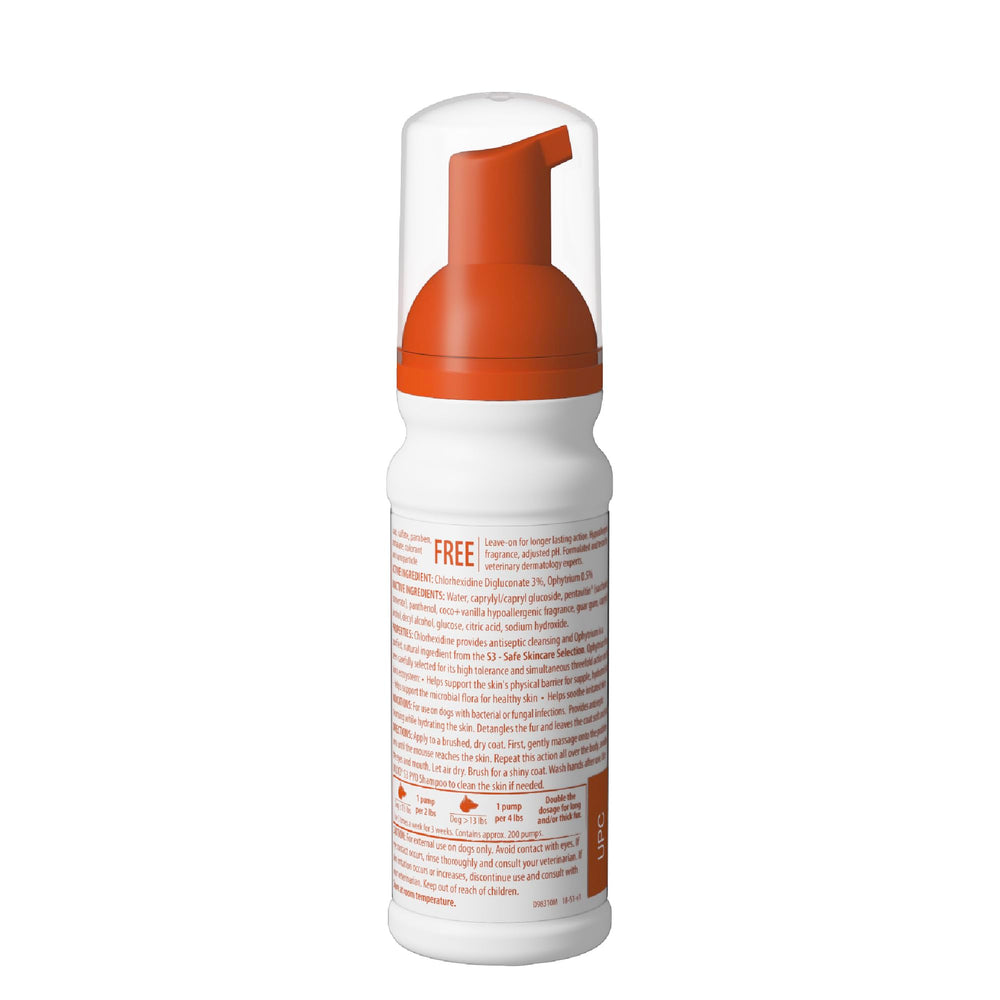 Perro relajado tras aplicación Douxo S3 en ambiente doméstico seguro