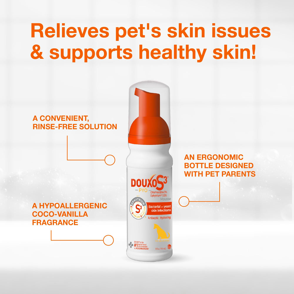Etiqueta Douxo S3 con ingredientes clave y ventajas claras