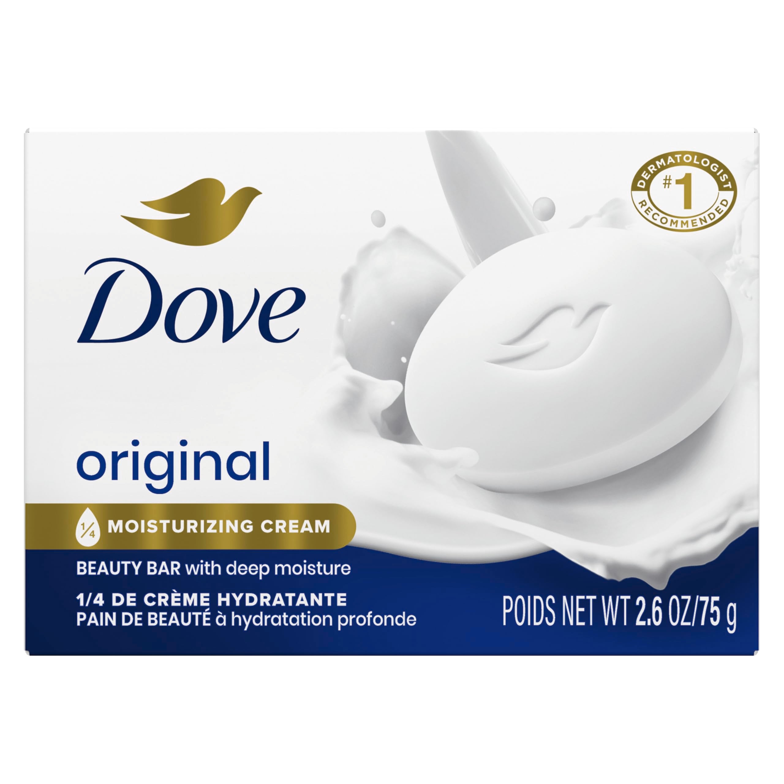 Dove barra frontal empaque mostrando pack y beneficio hidratación