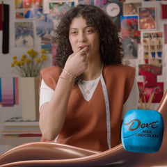 Dove close-up texture of chocolate surface showing silky melt-in-mouth benefit