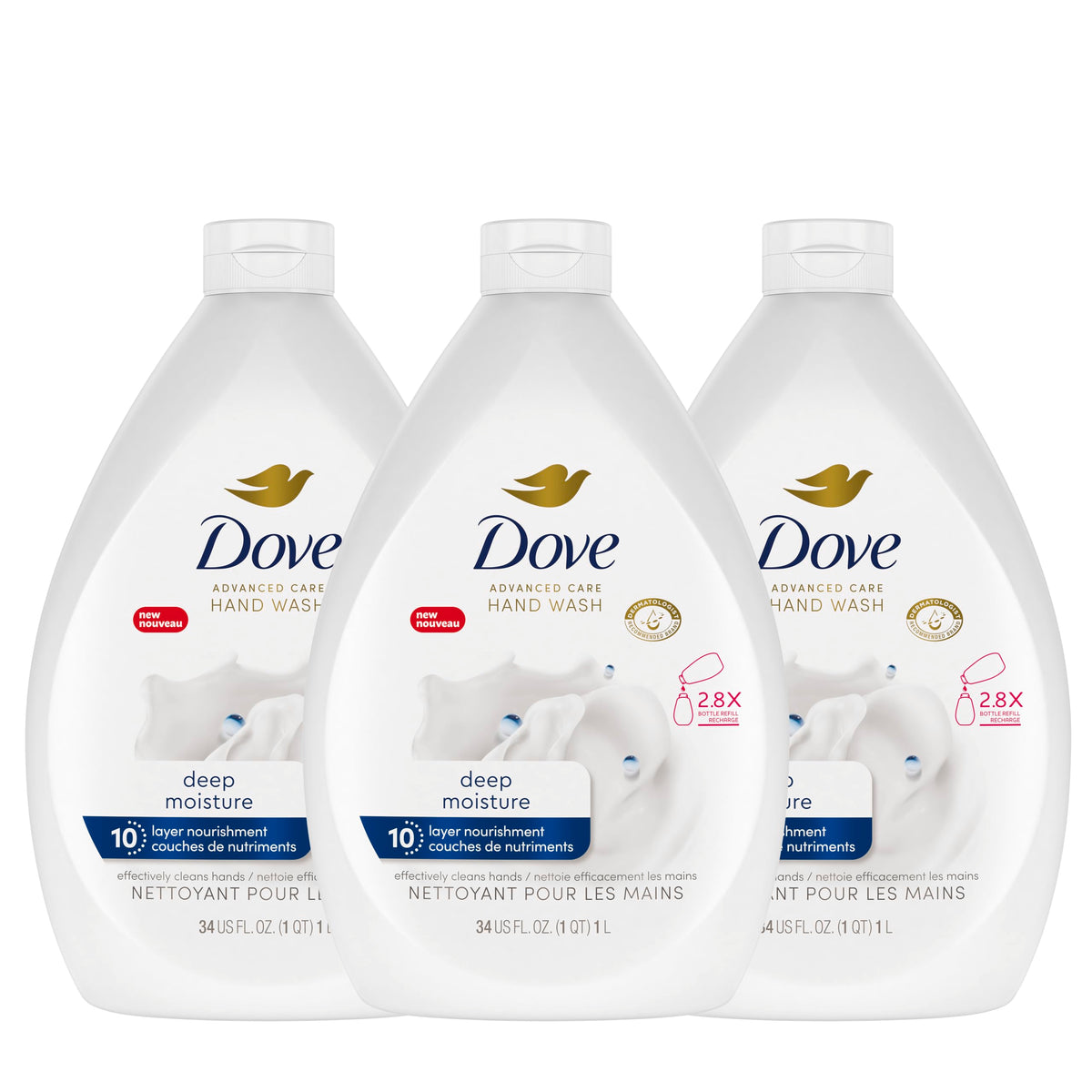 Dove frontal pack 3 recambios, presentación grande y ahorro