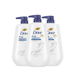 Dove envase frontal pack de 3 mostrando el dosificador y ahorro