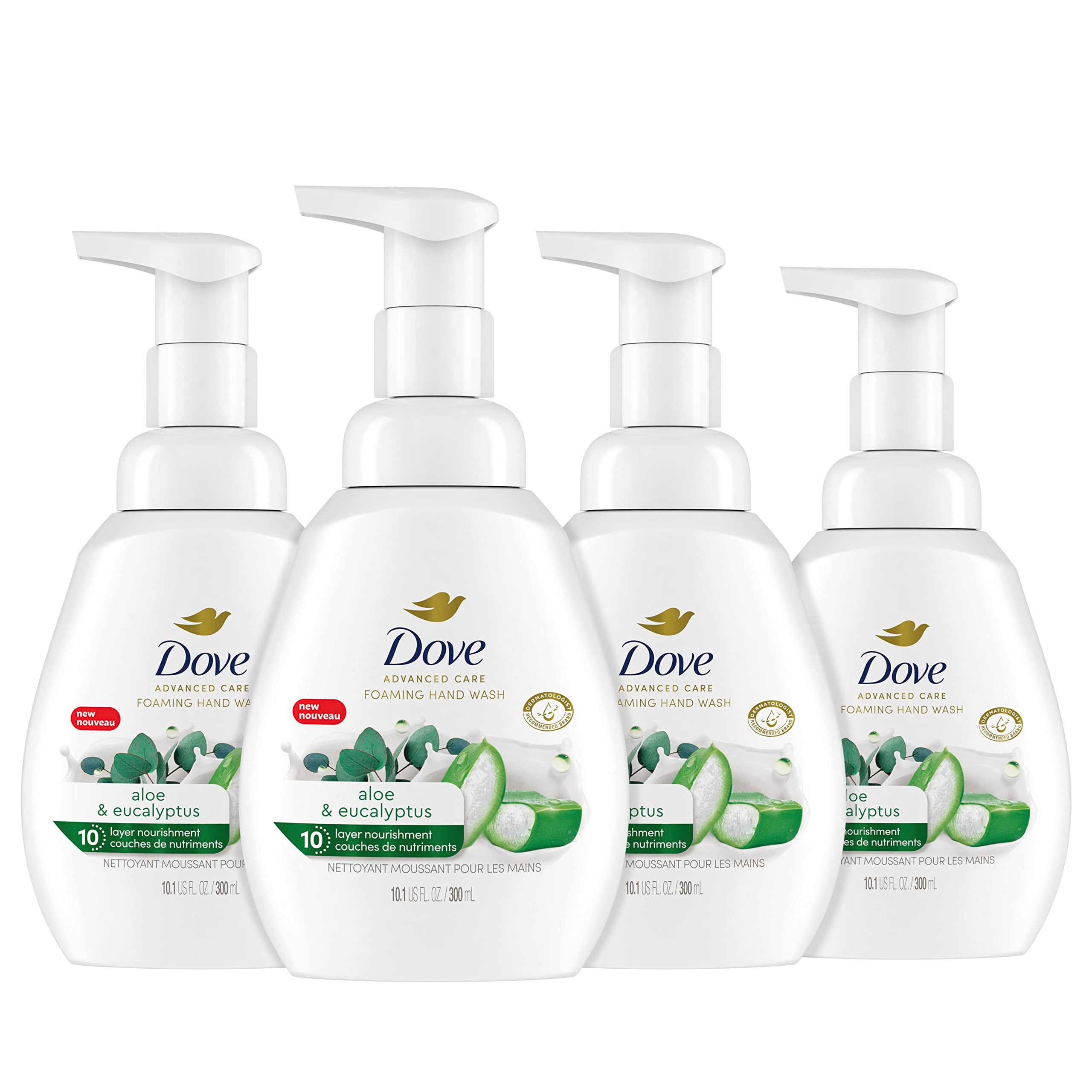 Dove botella frente mostrando diseño y beneficio hidratante