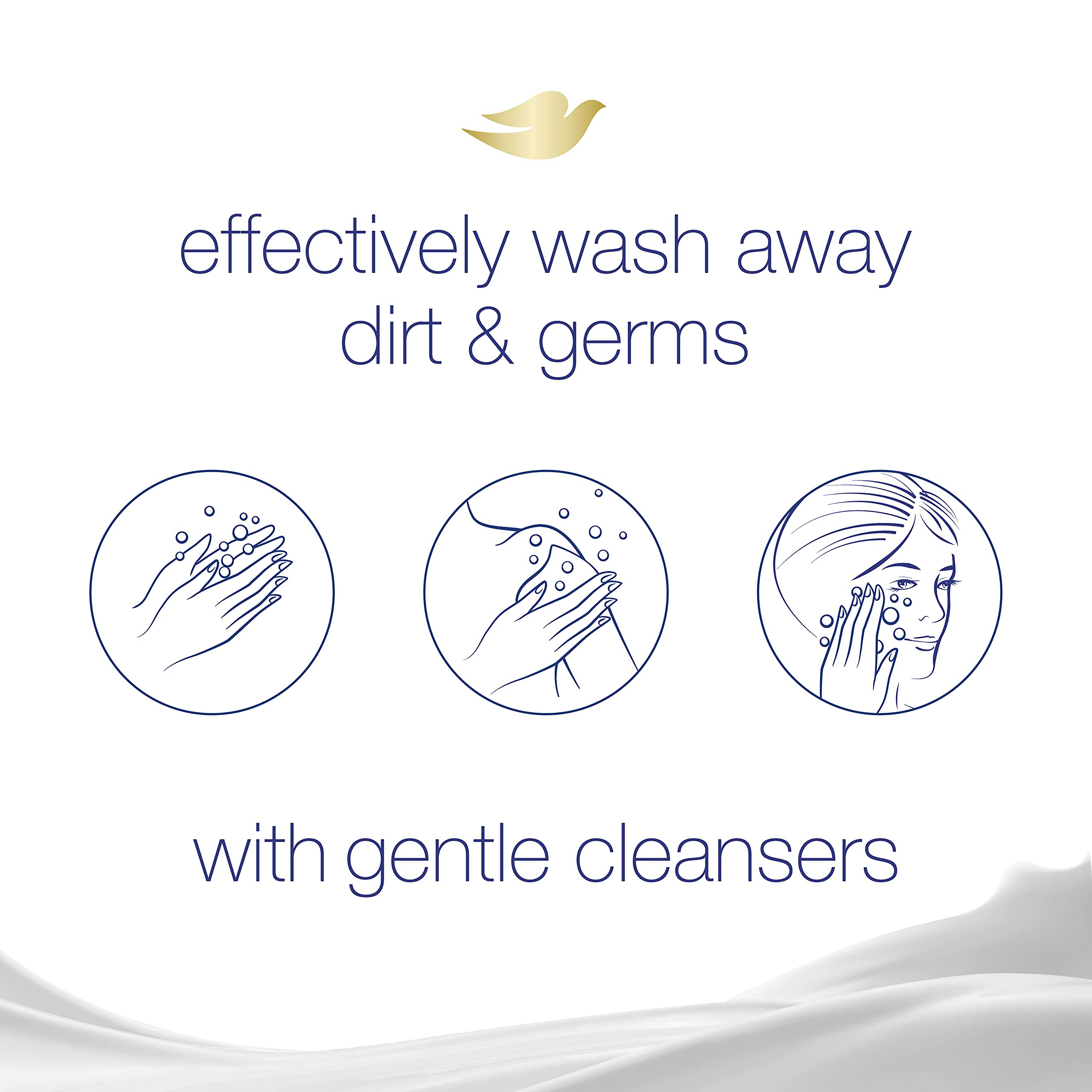 Dove etiqueta con ingredientes y 1/4 crema humectante visible y claro