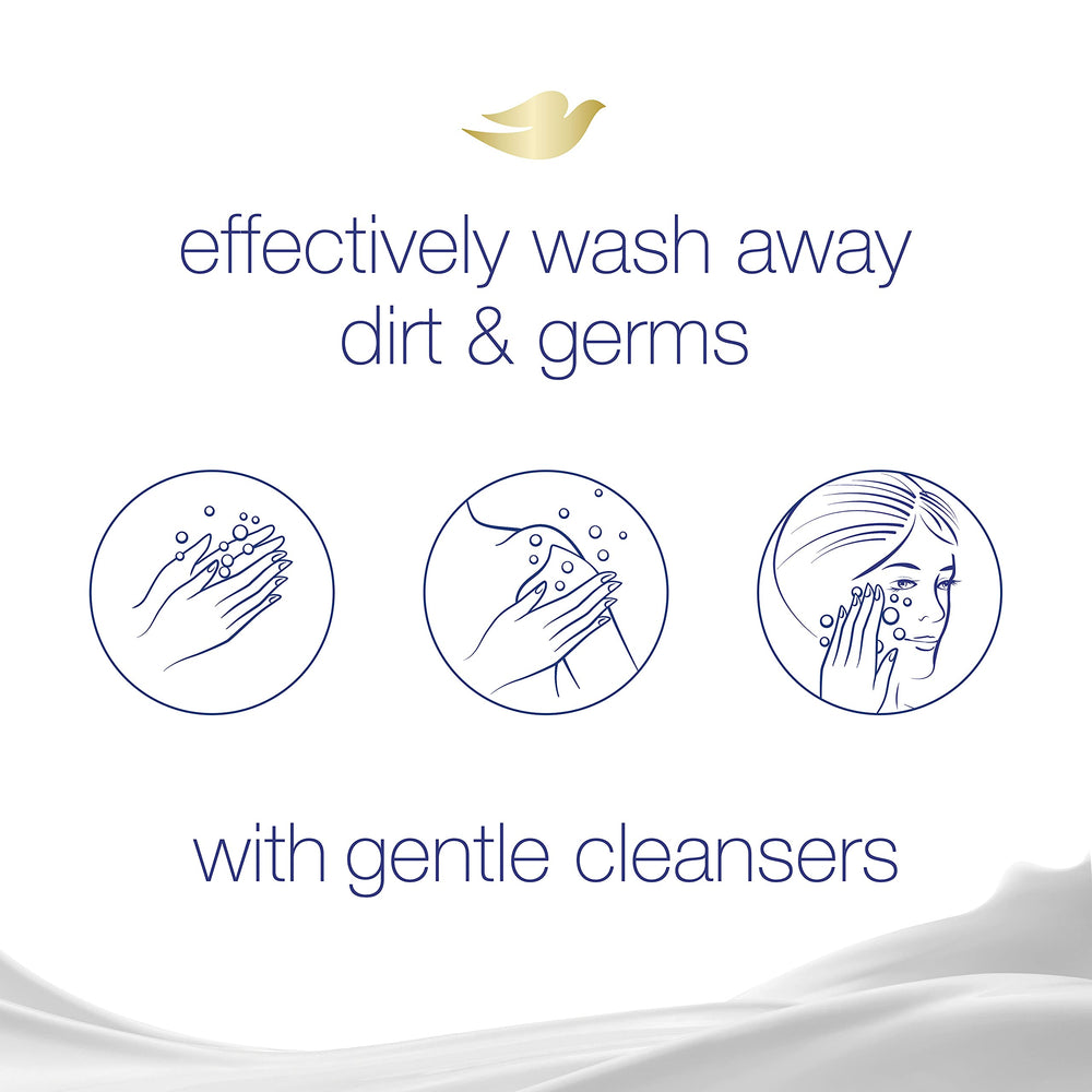 Dove etiqueta con ingredientes y 1/4 crema humectante visible y claro