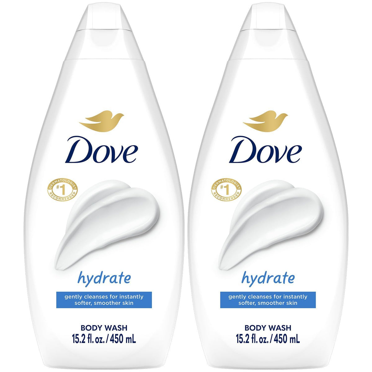 Dove envase frontal mostrando diseño y beneficios hidratantes
