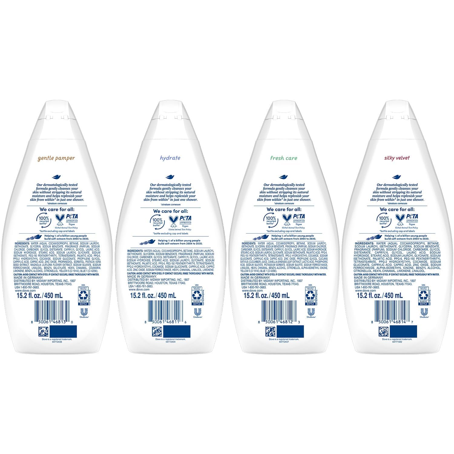 Dove Hydrate textura cremosa en primer plano que muestra hidratación visible al tacto