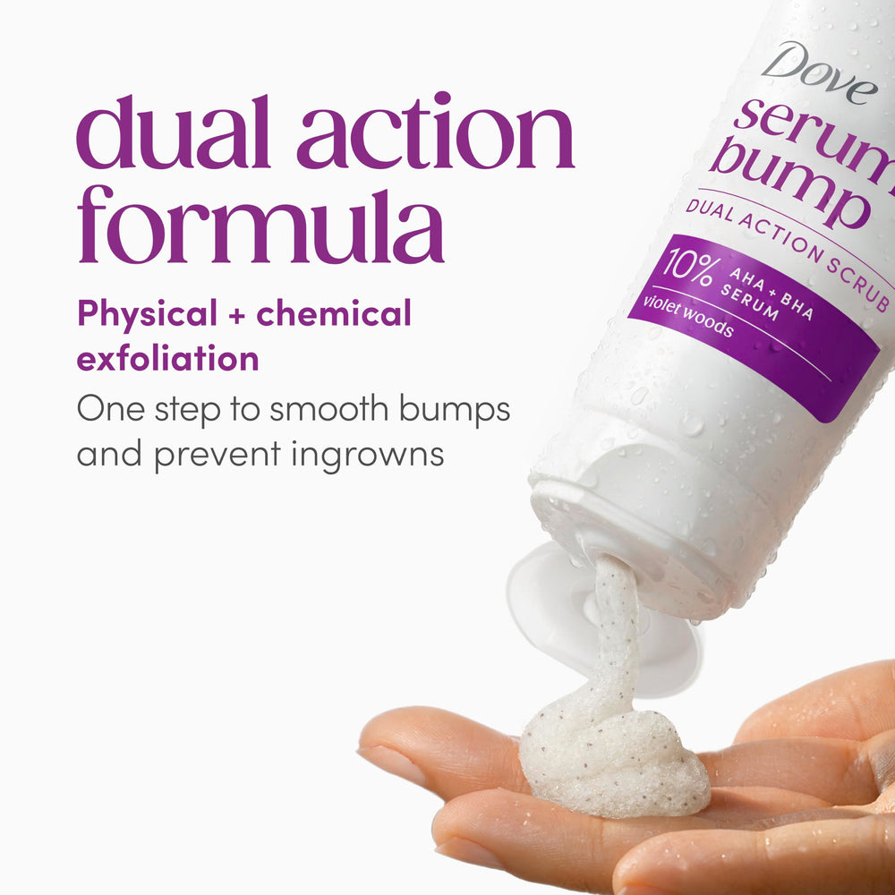 Dove envase 8.5 oz junto a mano para comparar escala y facilidad de uso