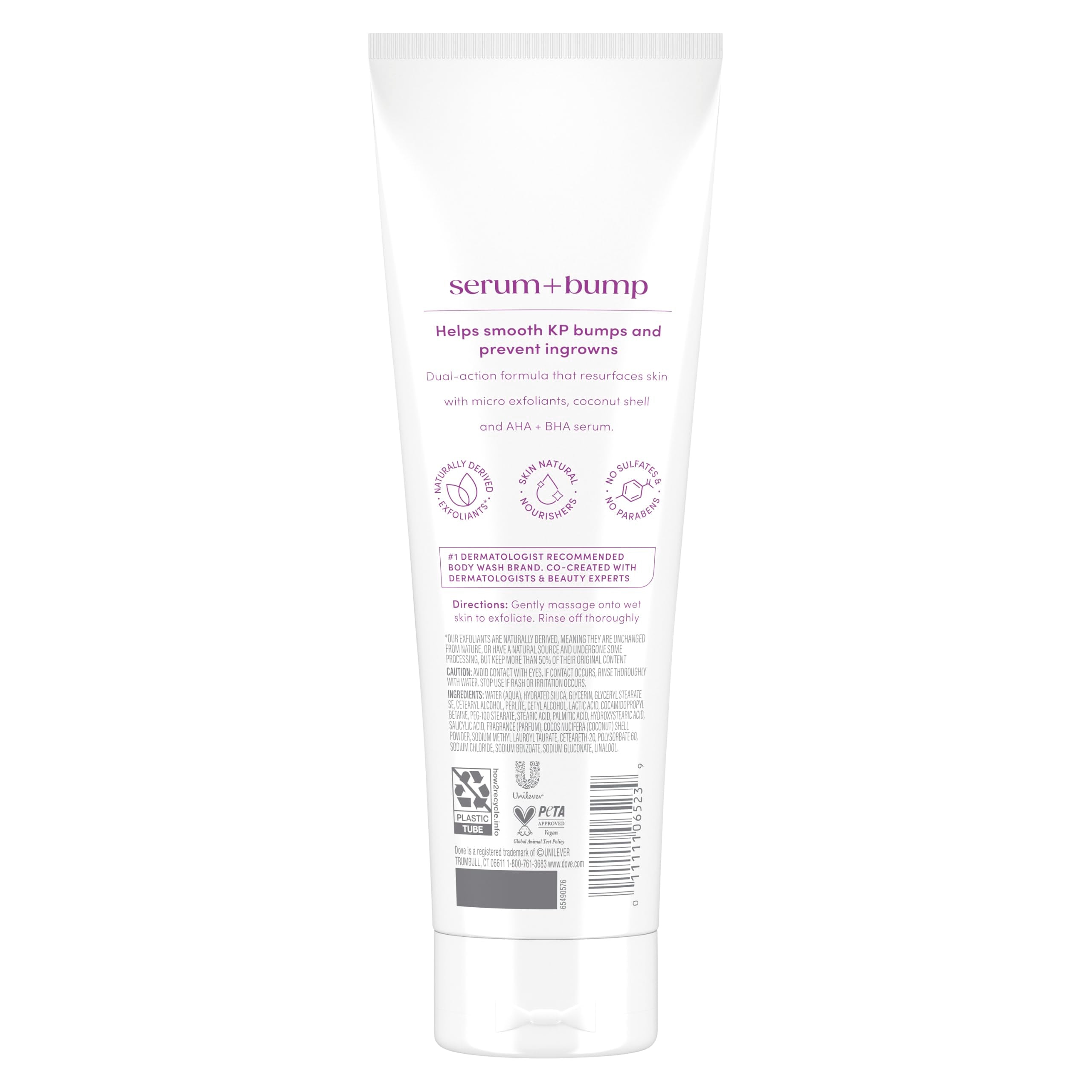 Dove textura cremosa con microgránulos que exfolian y suavizan la piel