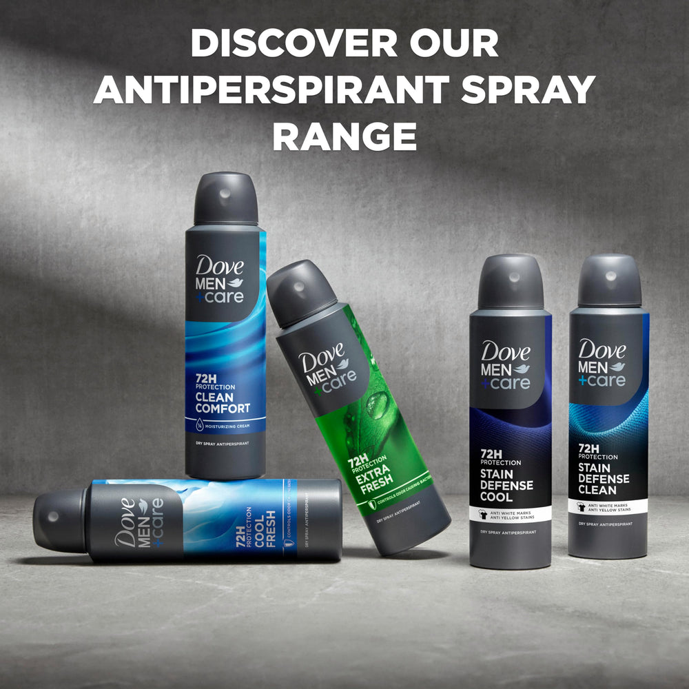 DOVE MEN+CARE spray usado en gimnasio para protección duradera durante entrenamiento