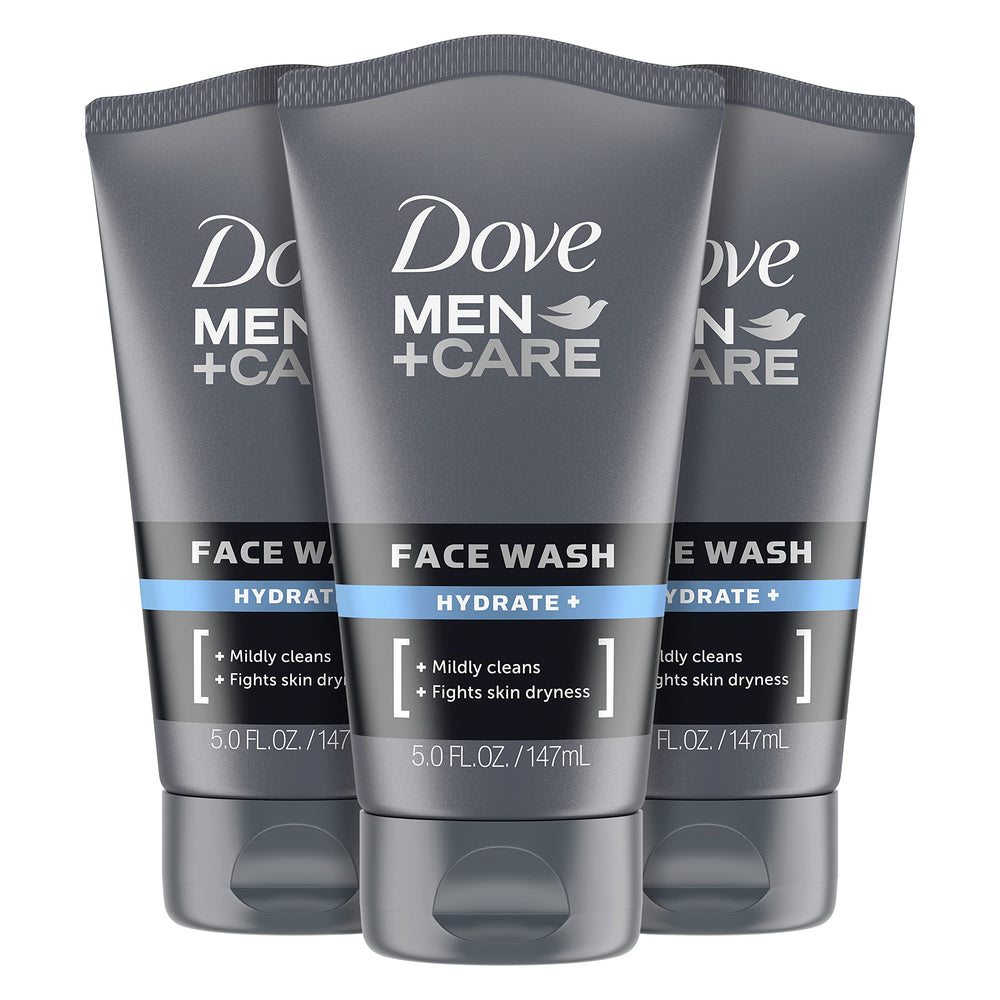 DOVE MEN+CARE frente del envase mostrando etiqueta y beneficio hidratante