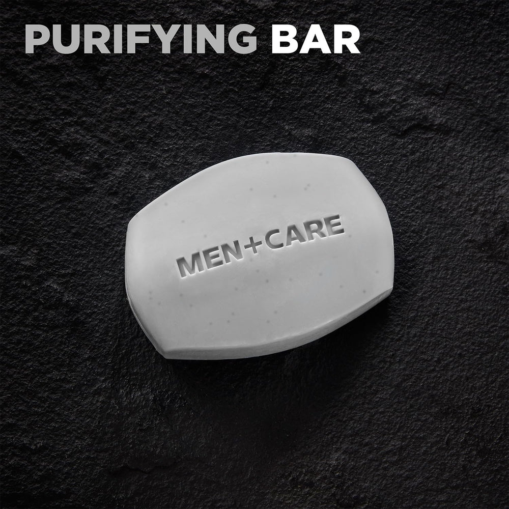 Dove Men+Care perfil de la barra con enfoque en ingredientes carbón y arcilla