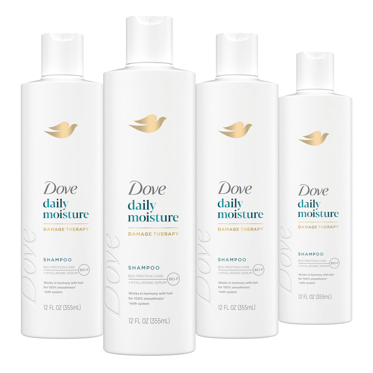Dove pack frontal Daily Moisture mostrando envases y beneficio hidratante