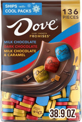 Dove front packaging showing bulk variety bag and branding benefits
