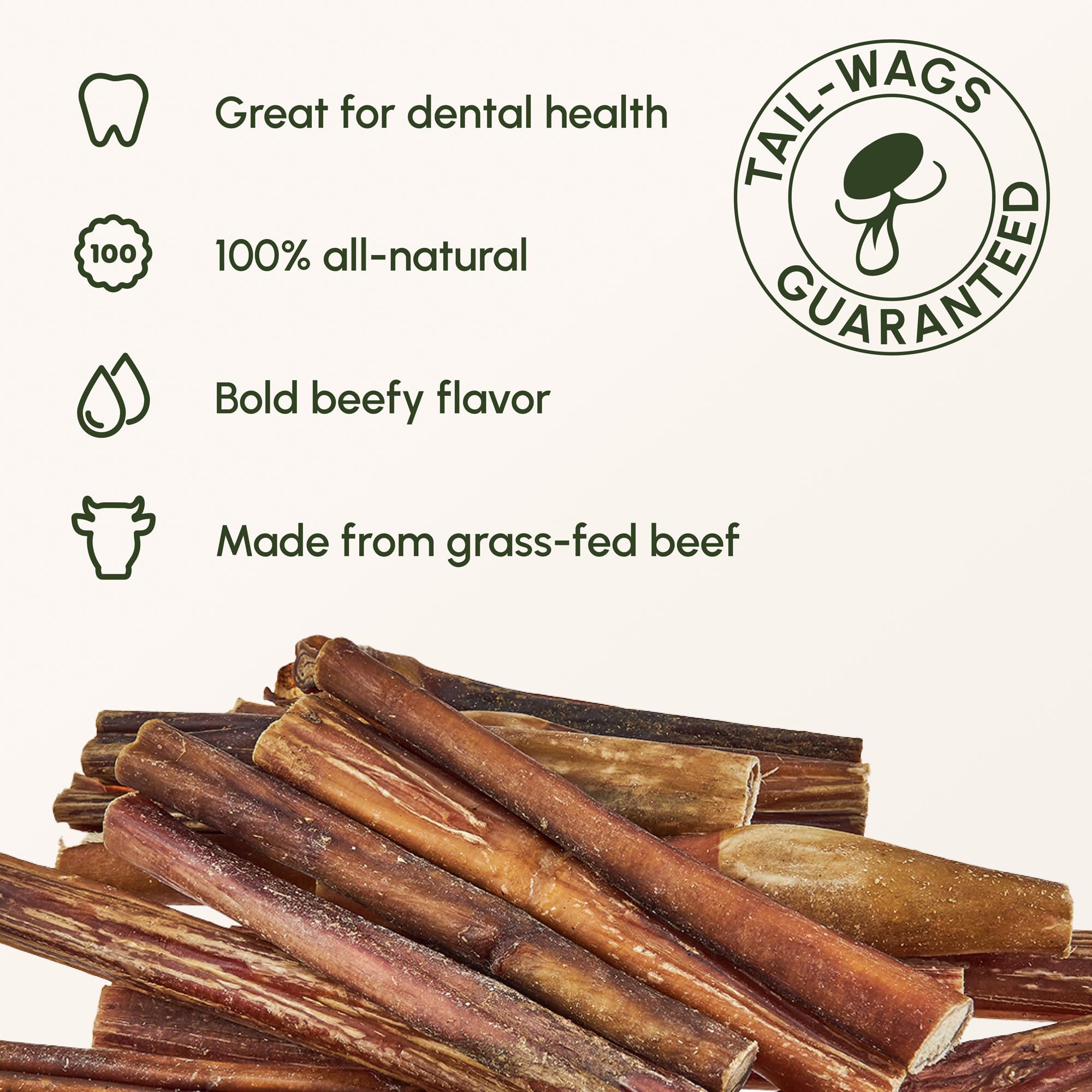 Downtown Pet Supply primer plano textura del bully stick, resistencia y seguridad