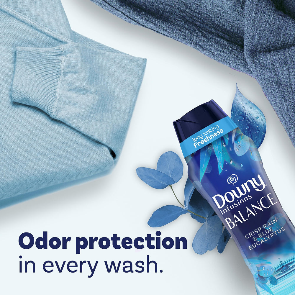 Downy mano sosteniendo el envase para mostrar tamaño práctico y facilidad de uso