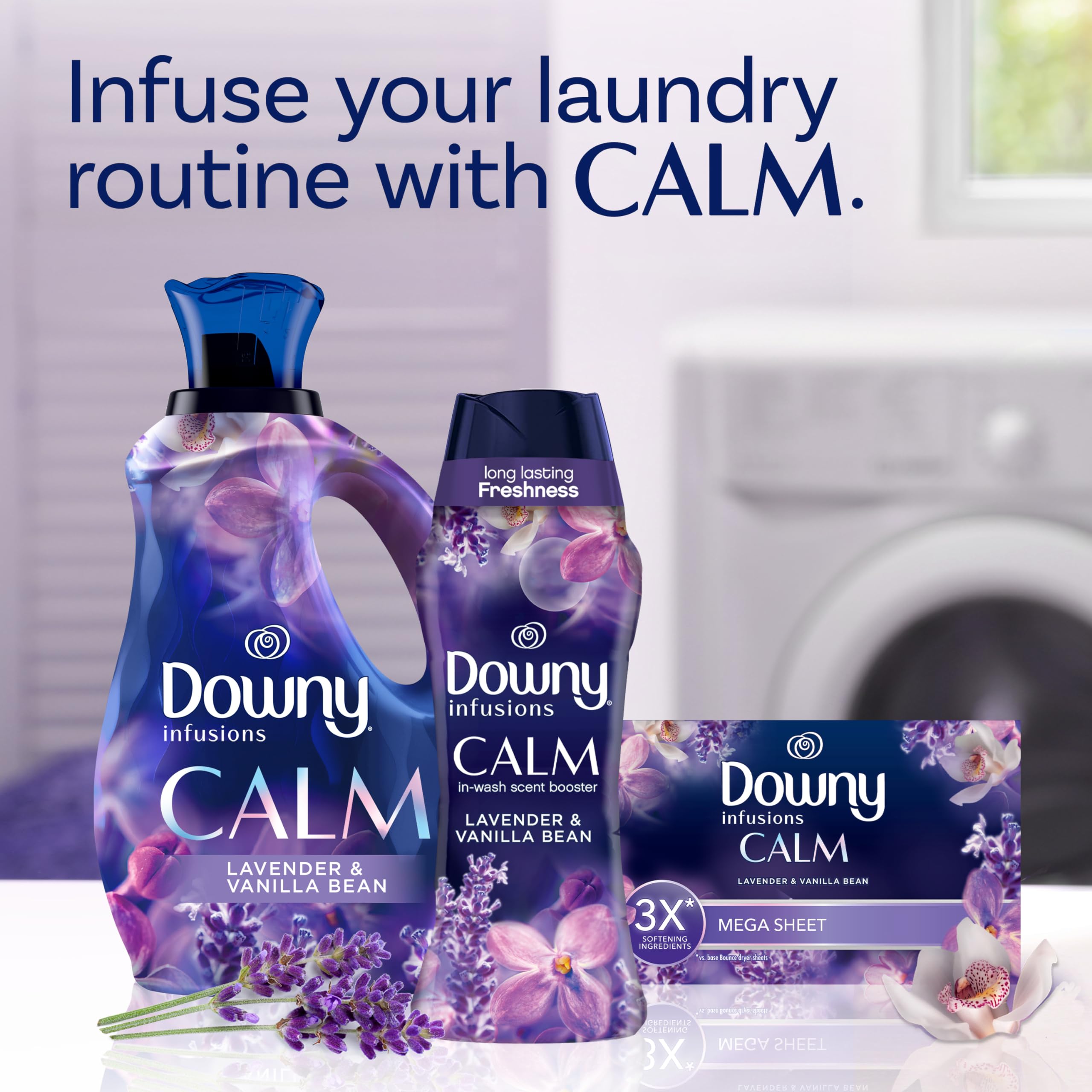 Downy ambiente de lavandería mostrando atmósfera relajante
