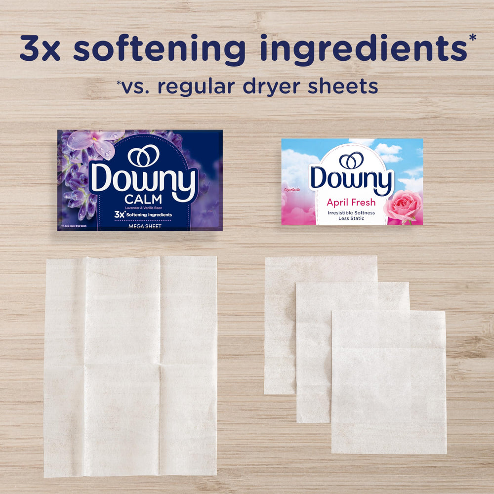 Downy comparación de tamaño del paquete Mega en mano
