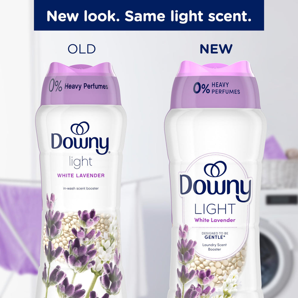Downy primer plano de perlas, textura visible que facilita dosificación