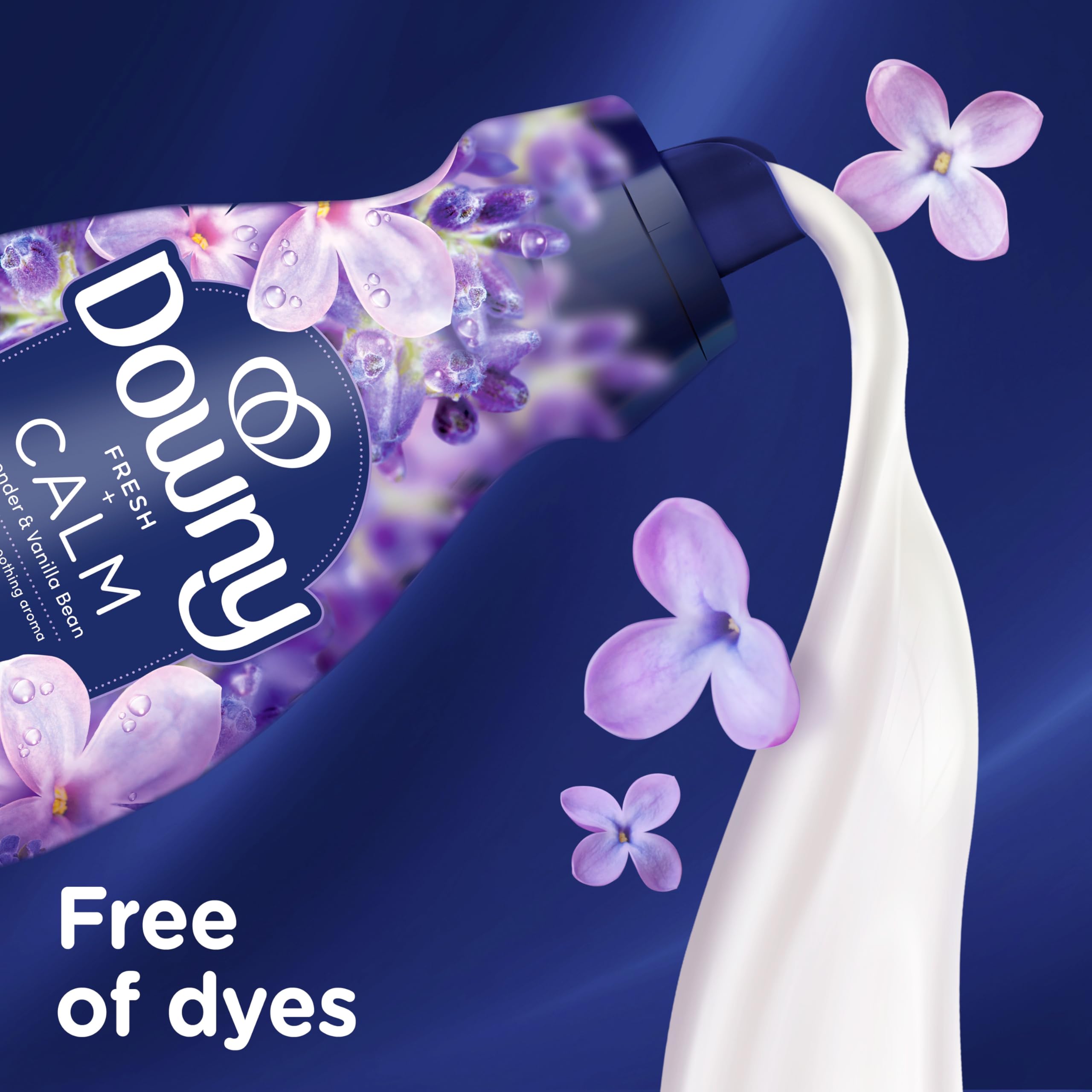 Downy etiqueta con información del producto y ventajas de la fórmula