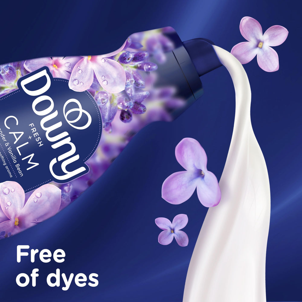 Downy etiqueta con información del producto y ventajas de la fórmula