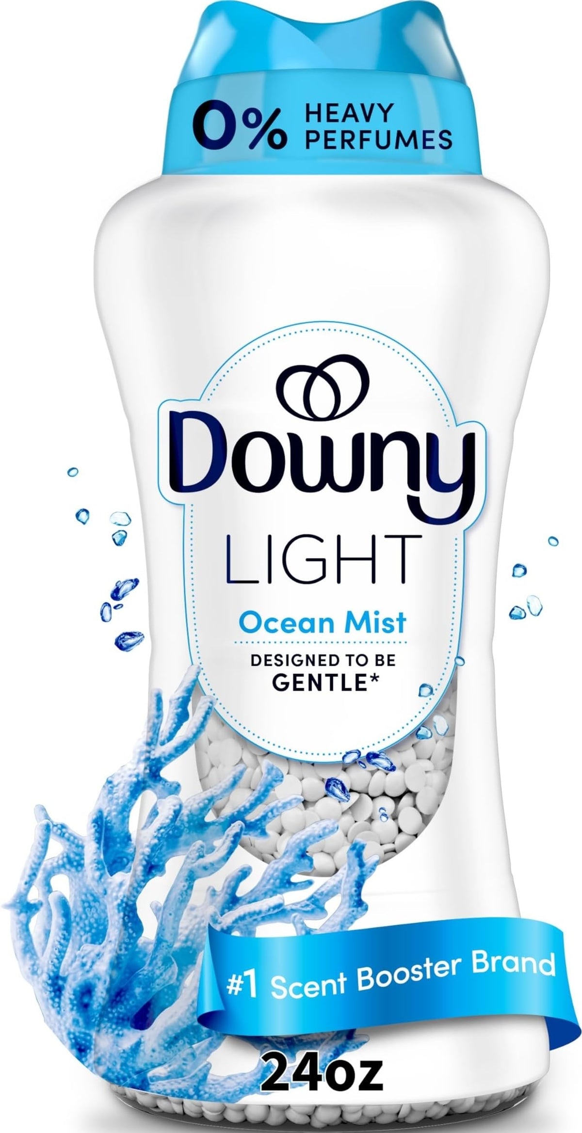 Downy envase frontal Ocean Mist mostrando presentación y uso