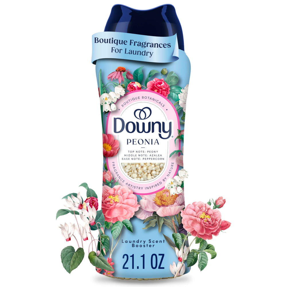 Downy envase frontal Peonía mostrando diseño y tamaño, transmite calidad