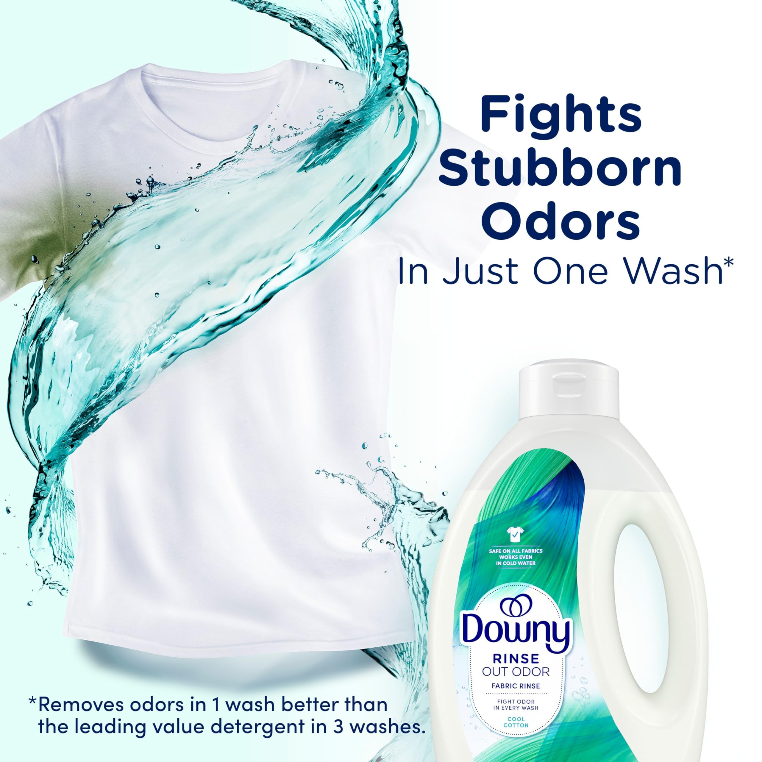 Downy Rinse vertido en dispensador para uso fácil y rápido