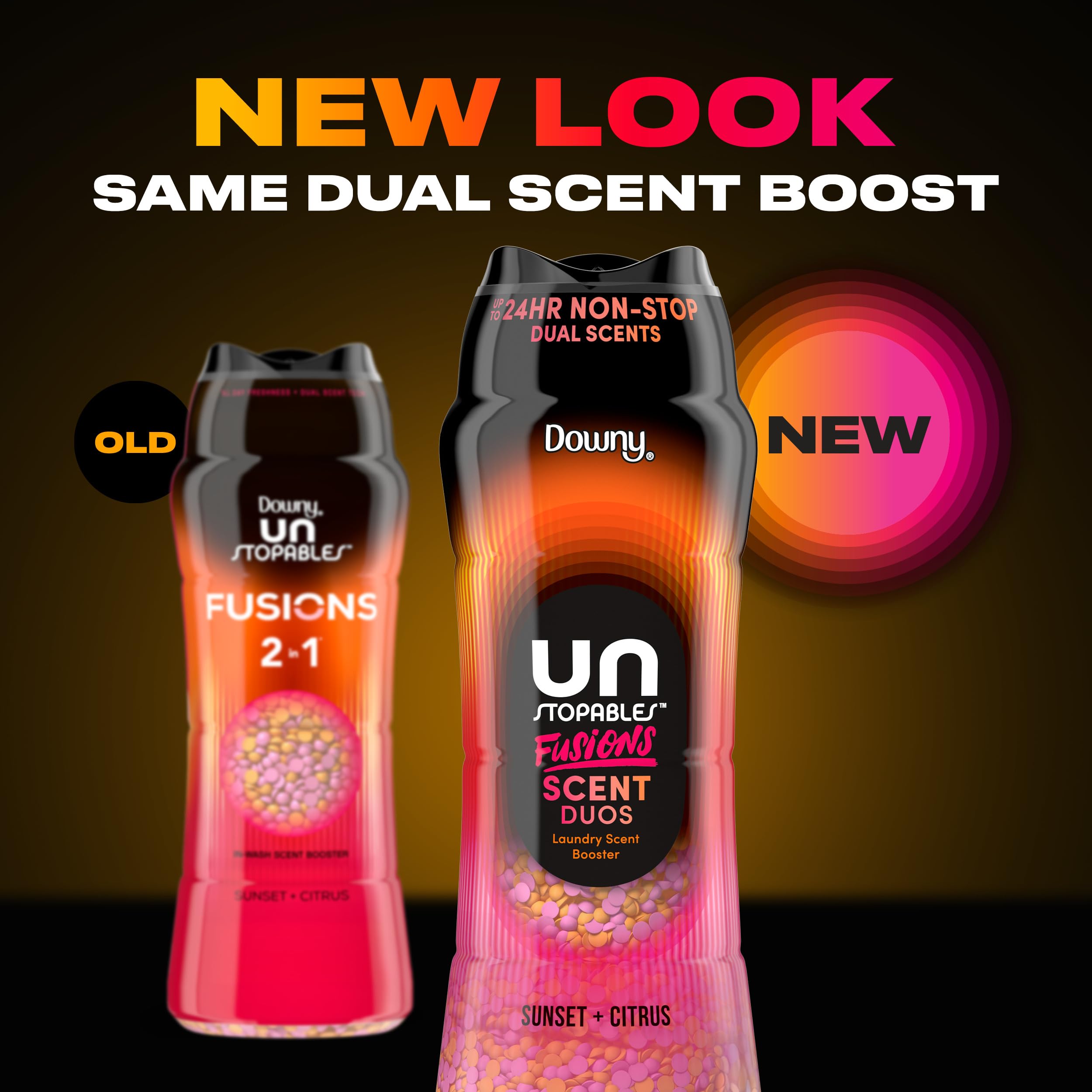 Downy Unstopables detalle de perlas mostrando textura y liberación de fragancia