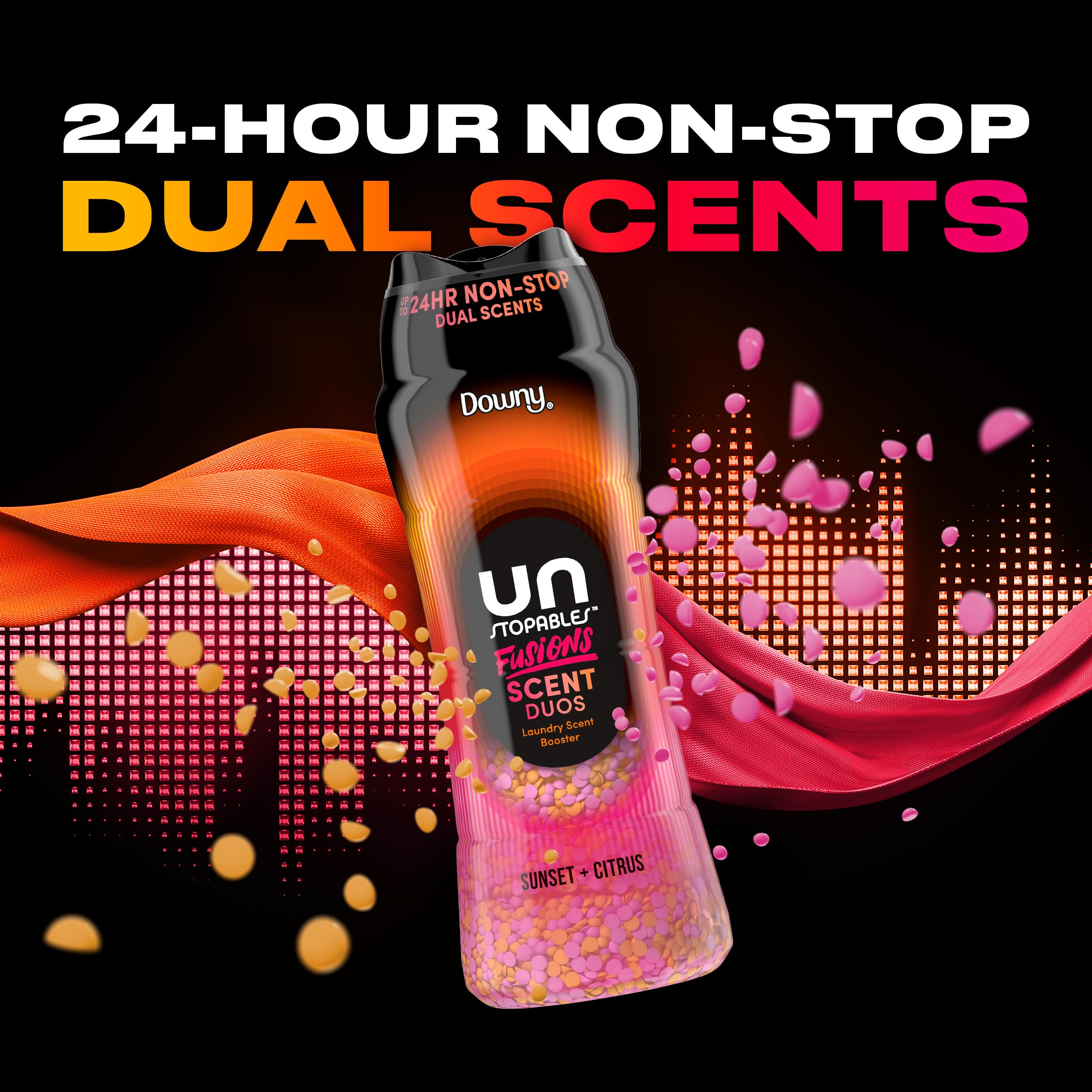 Downy Unstopables perlas en el tambor de la lavadora listas para el lavado
