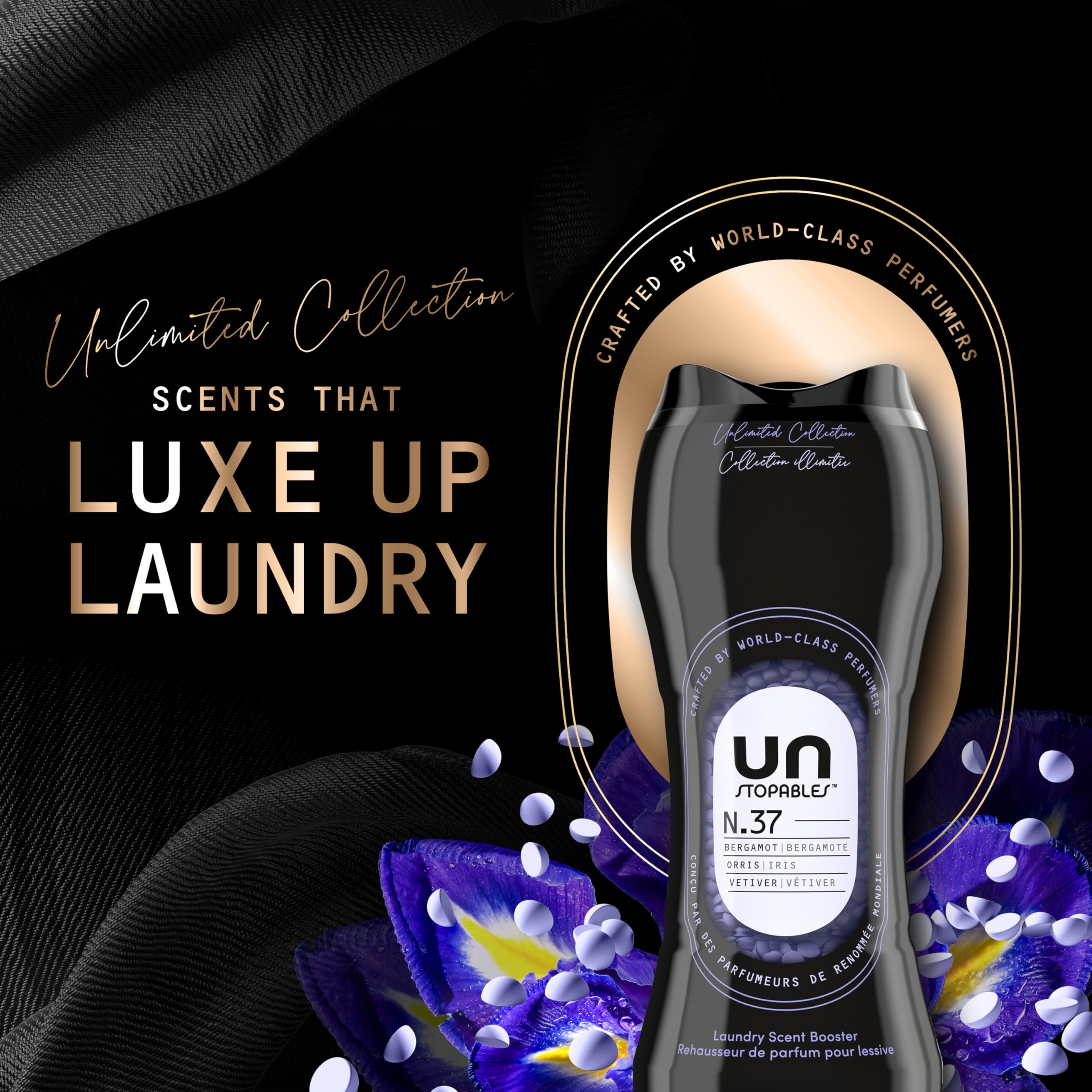Downy Unstopables primer plano de perlas que revela textura y liberación de aroma