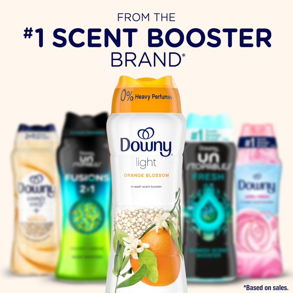 Downy perlas junto a suavizante para mostrar compatibilidad en la rutina