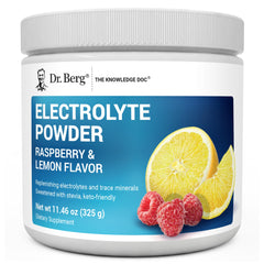 Dr. Berg frontal del envase mostrando 50 porciones y sabor