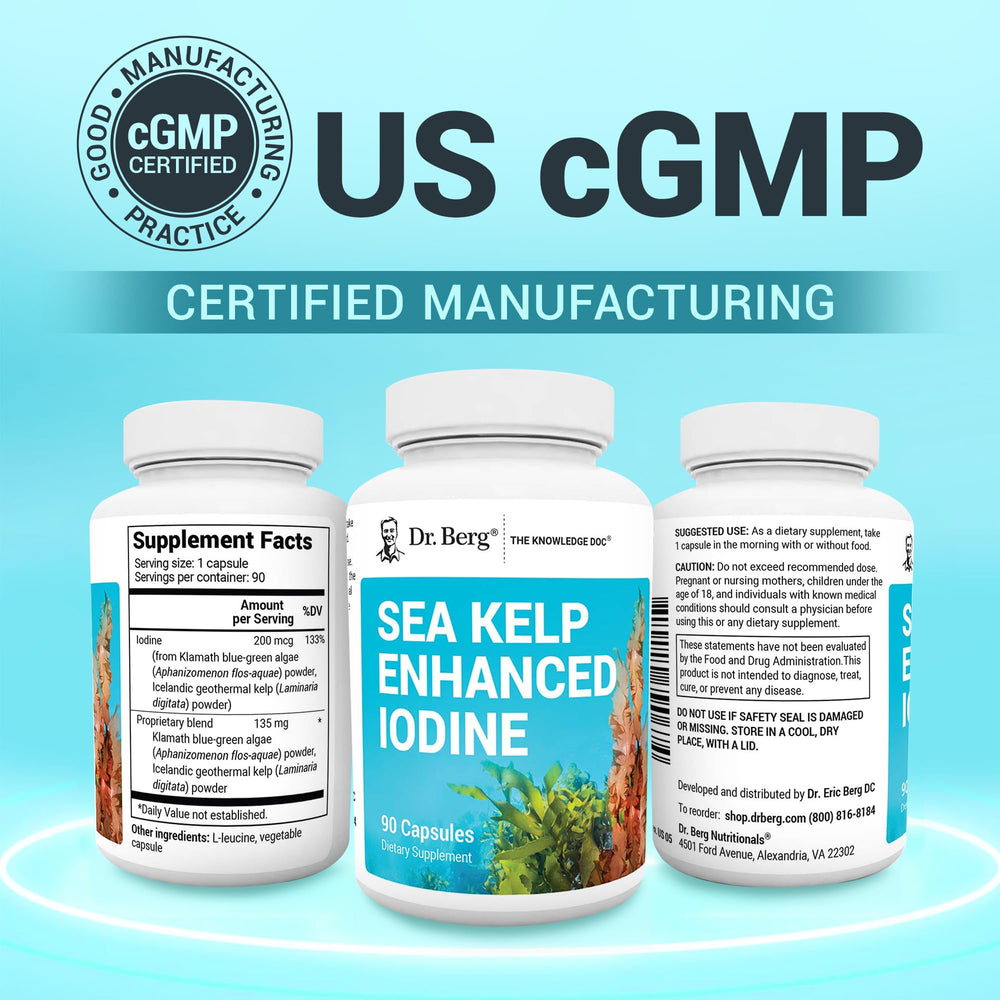 Dr. Berg mezcla de algas y kelp en detalle que sugiere origen marina pura
