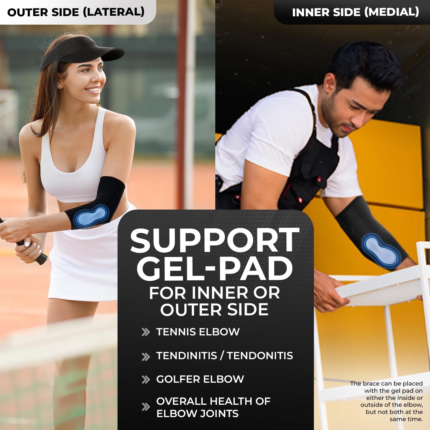 DR. BRACE primer plano de la almohadilla de gel, presión localizada y ajuste