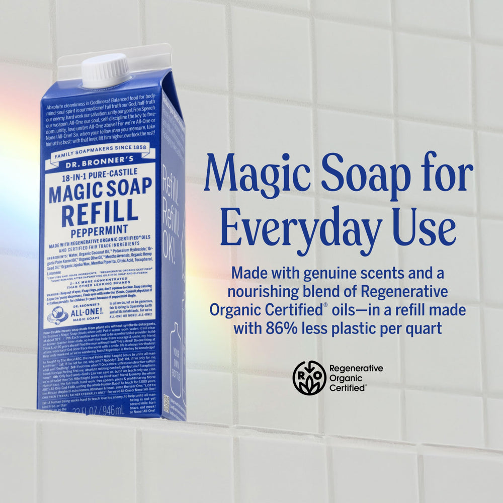 Dr. Bronner's textura de espuma rica y enjuague limpio