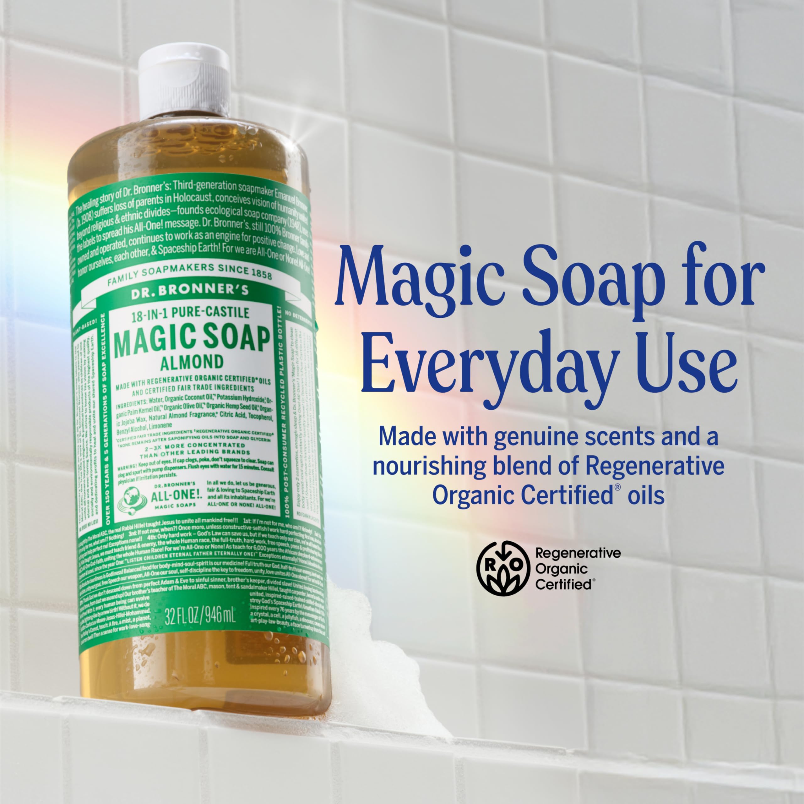 Dr. Bronner's primer plano de la bomba, fácil dosificación y ahorro