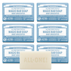 Dr. Bronner's frontal del embalaje mostrando el sello baby sin fragancia y limpieza suave
