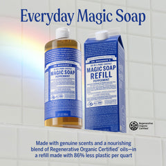 Dr. Bronner's caja de recarga eco con aceite orgánico, reduce residuos