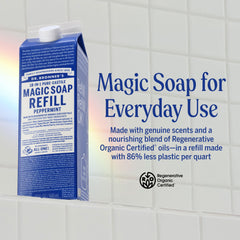 Dr. Bronner's espuma rica y textura que muestra limpieza eficaz
