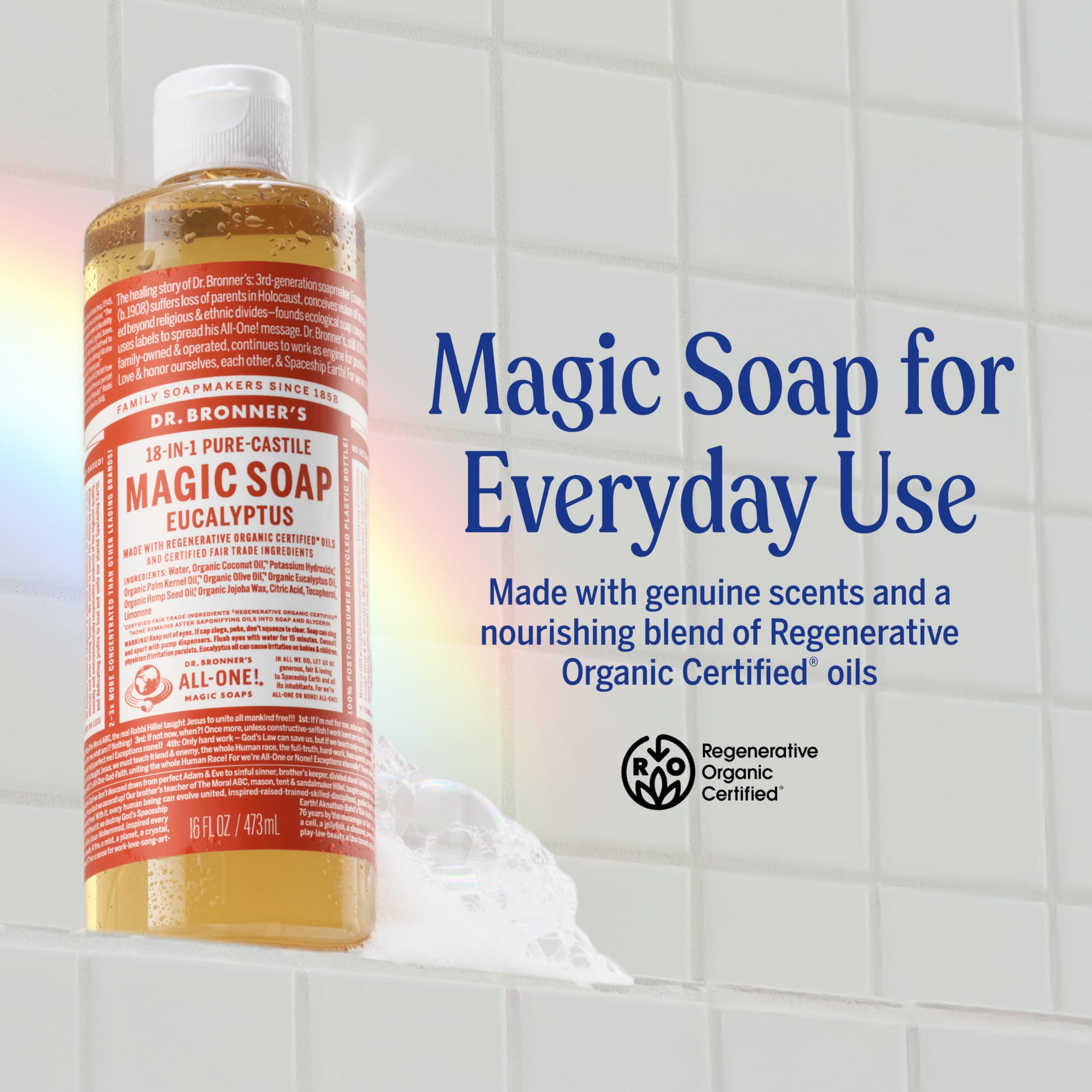 Dr. Bronner's espuma densa y textura que indica limpieza eficaz
