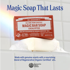 Dr. Bronner's textura lateral de la barra que resalta espuma duradera