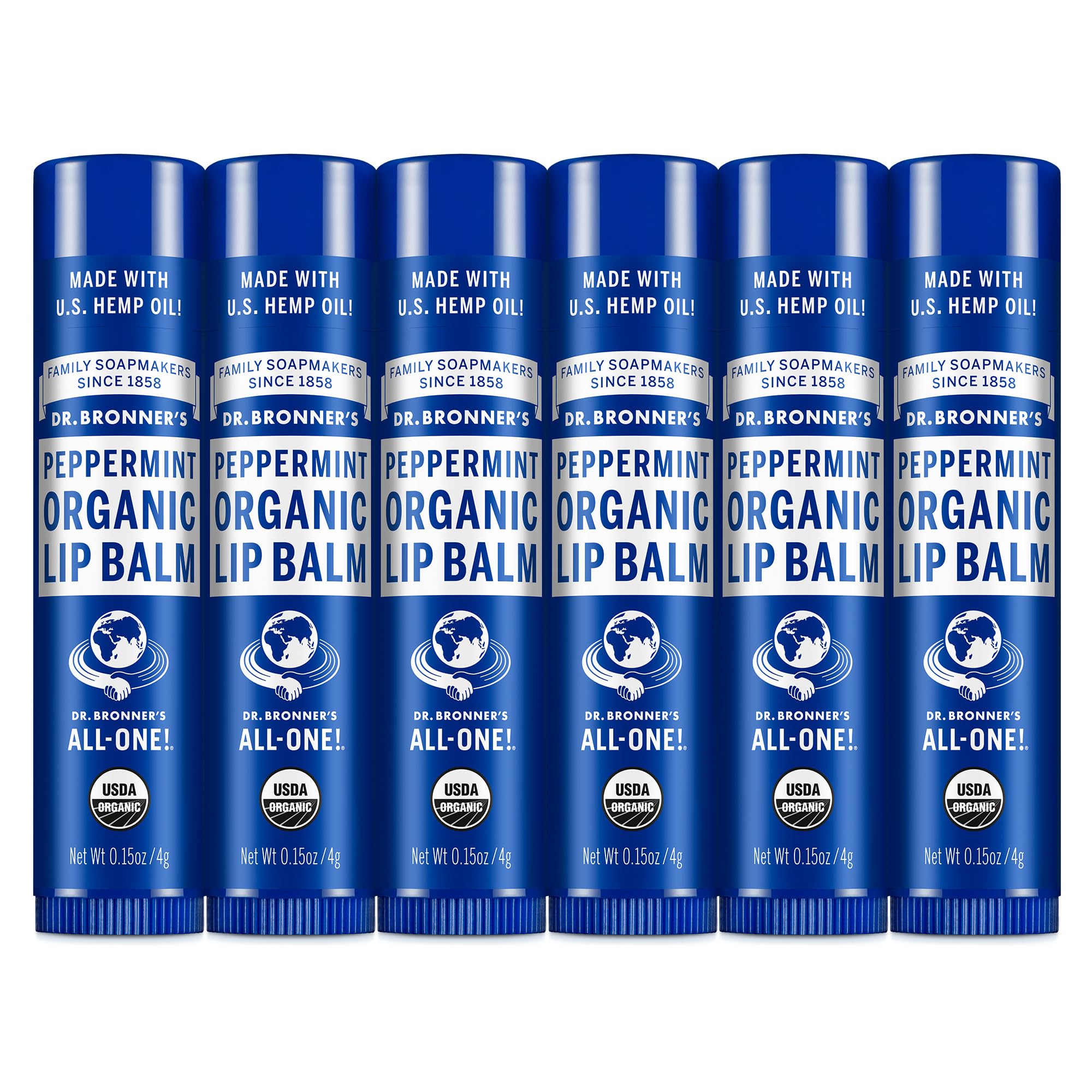 Dr. Bronner's pack frontal mostrando seis sticks y protección inmediata