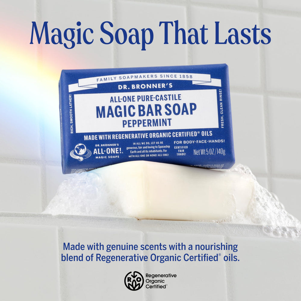 Dr. Bronner's rich lather closeup illustrating thick foam and effective cleansing