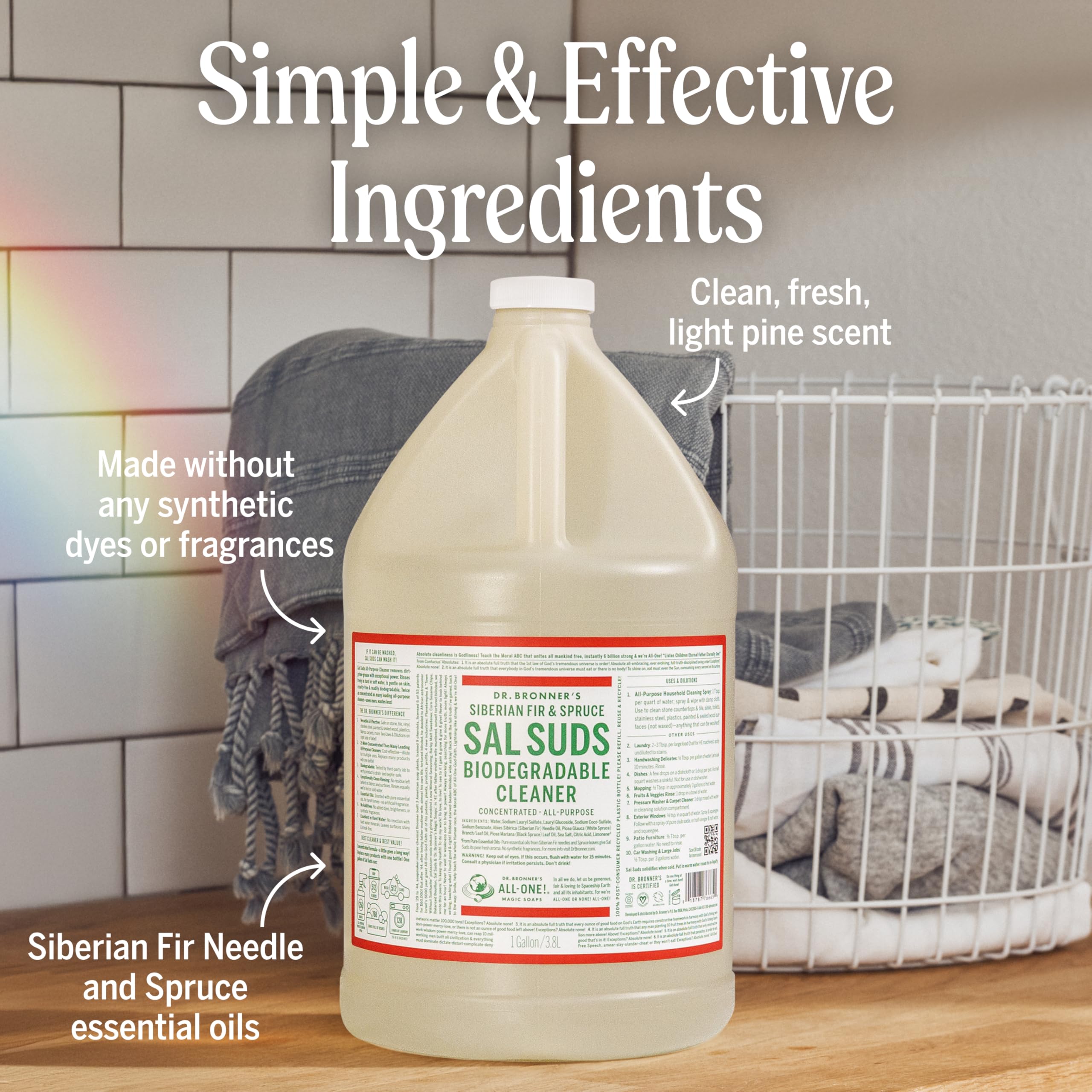Dr. Bronner's limpiador en uso fregando piso con brillo y limpieza rápida