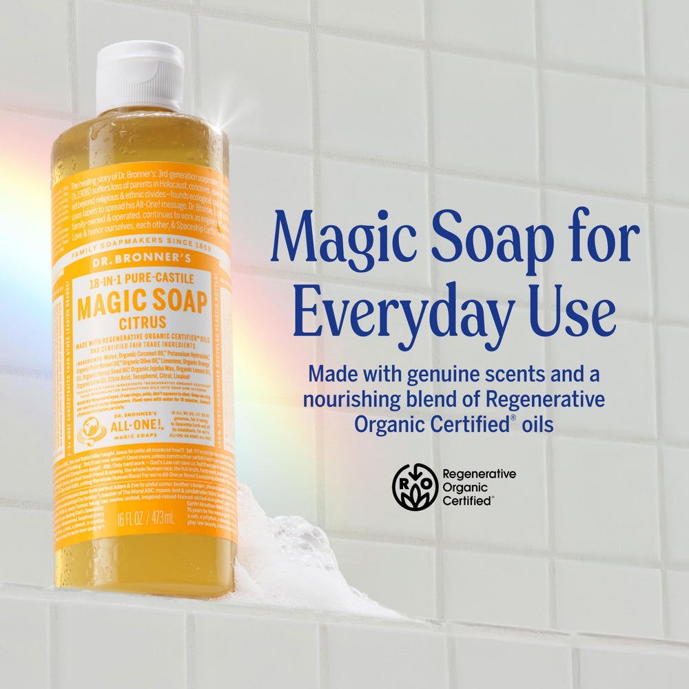 Dr. Bronner's espuma rica en textura, limpieza eficaz y enjuague fácil