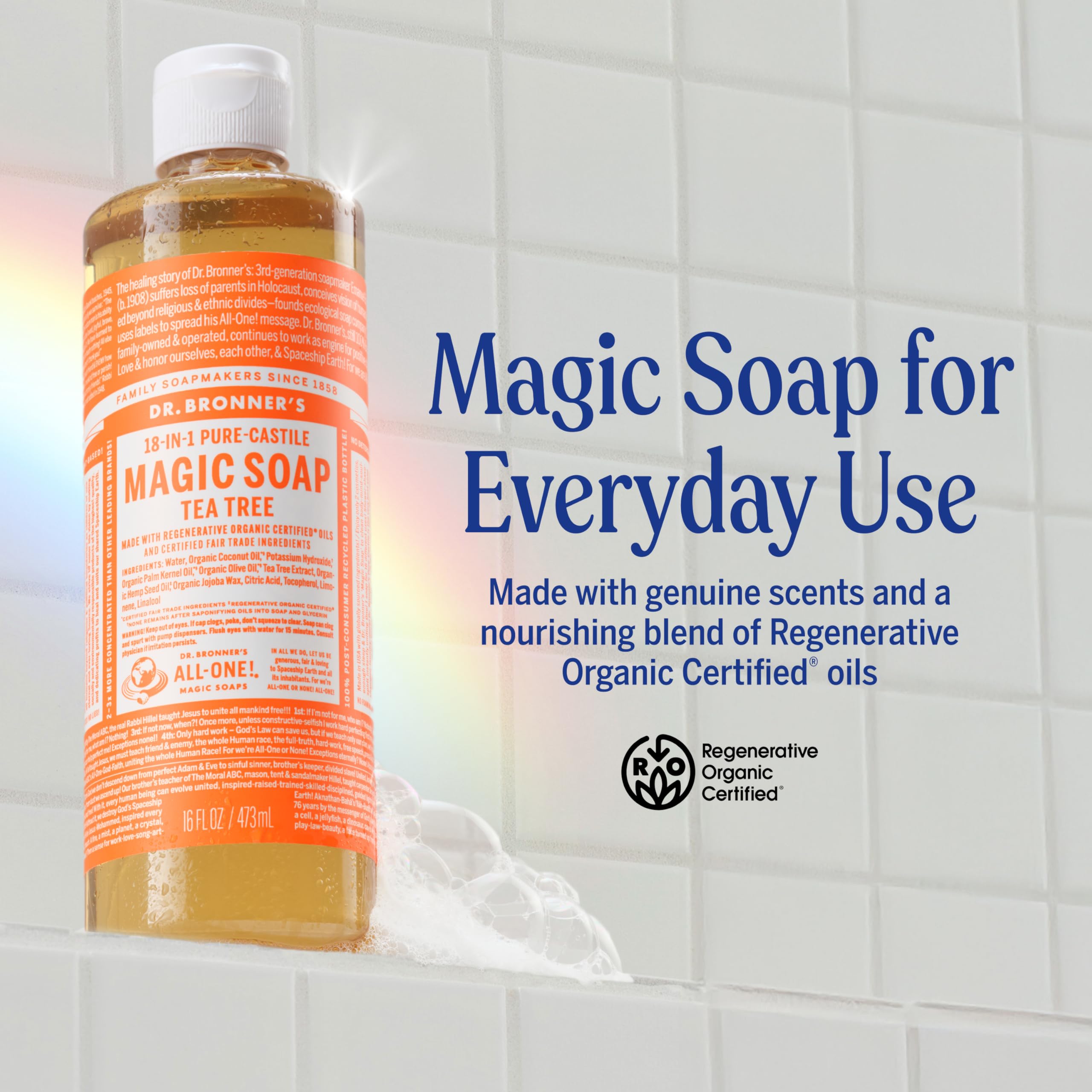 Dr. Bronner's textura de jabón diluido en agua, buena espuma controlada